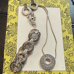 Brighton Silver-Tone Necklace, Bracelet and Earrings Set